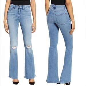 GOOD AMERICAN Good Flare Jeans Distressed Denim